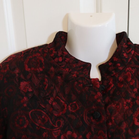 Laura Ashley Woman Vintage Red/Black  Button Up Quilted Lined Plus Coat Size 1X - Picture 8 of 16